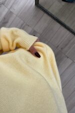 Yumuşak bisiklet Yaka Triko Kazak Sarı - Görsel 3