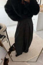 Gri Çizgili Palazzo Pantolon - Görsel 2