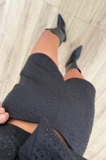 Şortlu Taşlı Ceket Takım Siyah - Görsel 4