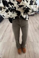 Kesik Paçalı Haki Eskitme Jean - Görsel 2