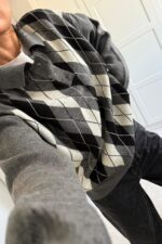 Baklava Desenli Polo Yaka Kazak Antrasit - Görsel 2