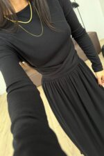 Beli Bağlamalı Elbise Siyah - Görsel 2