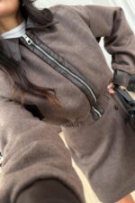 Kaşe Etek Ceket Takım kahverengi - Görsel 3