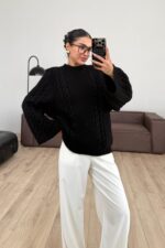 Pinterest Saç Örgülü Kazak Siyah