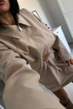 Trend Büzgülü Etek Ceket Takım Bej - Görsel 3