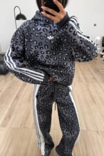 Çıtçıtlı Leopar Desenli Eşofman Takım Antrasit - Görsel 3