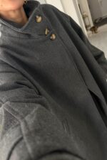 Uzun Dik Yakalı Kaban Antrasit - Görsel 3