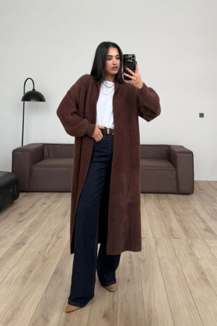 Sakallı Uzun Hırka Kahverengi