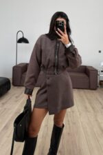 Kaşe Etek Ceket Takım kahverengi - Görsel 2