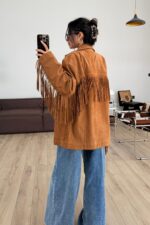 Püsküllü Süet Ceket Camel - Görsel 4