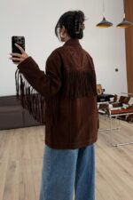 Püsküllü Süet Ceket Acı Kahve - Görsel 4