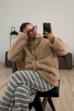 Lux Bear Peluş Ceket Bej