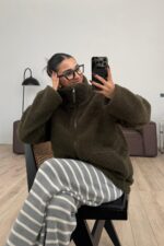 Lux Bear Peluş Ceket Haki