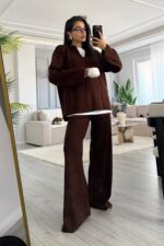 Relax Polo Yaka Triko Takım Kahverengi