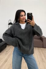 Polo Yaka Triko Kazak Antrasit