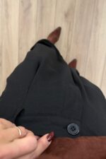 Pileli Paçası Düğmeli Şalvar Pantolon Siyah - Görsel 2