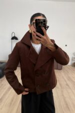 Kruvaze Kısa Süet Ceket Acı Kahve - Görsel 2