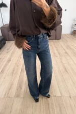 Ola Wide Leg Koyu Lacivert Jean - Görsel 2