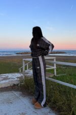 Ekose Desenli Yanları Şeritli Eşofman Takım Antrasit - Görsel 2