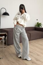 Biyeli Kumaş Pantolon Gri - Görsel 2