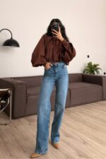 Hmu Straight Mavi Eskitme Jean