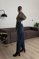 Verev Dikişli Dark Eskitme Jean - Görsel 4