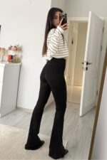 Çift Fermuarlı İspanyol Paça Tayt Siyah - Görsel 4