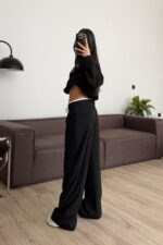 Biyeli Kumaş Pantolon Siyah - Görsel 4