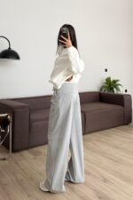 Biyeli Kumaş Pantolon Gri - Görsel 4