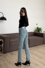 Tint Yıkama Kesik Paça Mom Jean - Görsel 4