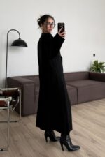 Önü Düğmeli V Yaka Triko Takım Siyah - Görsel 3