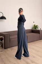 Belden Oturtmalı Dikişli Modal Takım Füme - Görsel 3