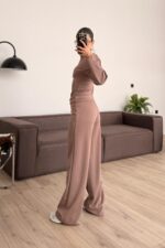 Belden Oturtmalı Dikişli Modal Takım Vizon - Görsel 3