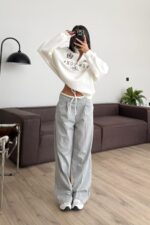 Biyeli Kumaş Pantolon Gri