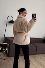 Beli Ayarlanabilir Sakallı Mont Bej - Görsel 3