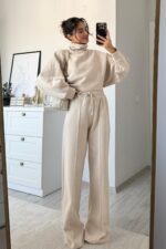 Yarasa Kollu Balıkçı Yaka Triko Takım Taş