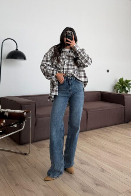 Vins Wide Leg Koyu Mavi Jean