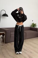 Biyeli Kumaş Pantolon Siyah