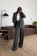 Pöti Kareli Ceket Pantolon Takım Gri