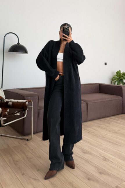 Sakallı Uzun Hırka Siyah