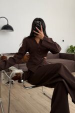 Tasarım Ceket Pantolon Takım Kahverengi - Görsel 2