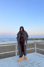 Tek Düğmeli Atkılı Kaşe Kaban Antrasit - Görsel 3