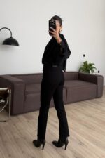 Kesik Paçalı Straight Siyah Jean - Görsel 4