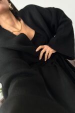 Kuşaklı Oversize Hırka Siyah - Görsel 3