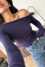 Tek Omzu Düşük Bluz Lacivert - Görsel 2