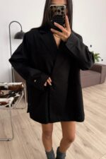 Yandan Yırtmaçlı Oversize Blazer Ceket Siyah - Görsel 2