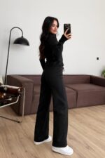 Dalgıç Kumaş Fermuarlı Eşofman Takım Siyah - Görsel 3