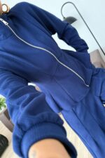 Dikiş Detaylı Fitilli Eşofman Takım Lacivert - Görsel 3