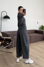 Fitilli Verev Kesim Triko Takım Antrasit - Görsel 4