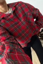 Life Oversize Ekose Gömlek Kırmızı Yeşil - Görsel 2